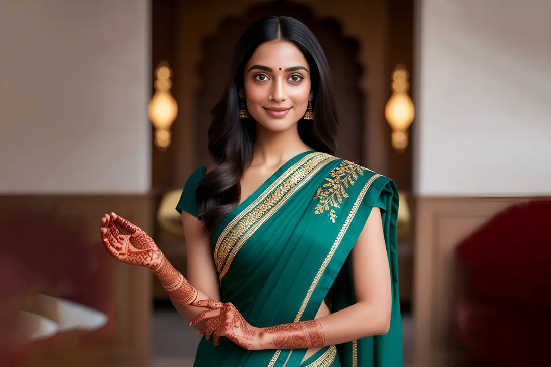 modern-indian-beauty-wearing-green-saree