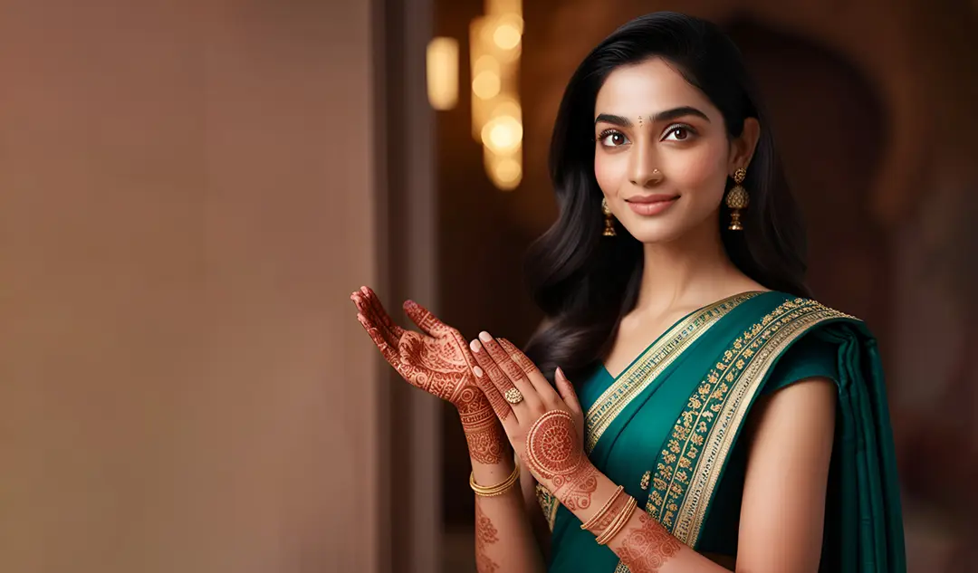 elegant-indian-woman-in-a-green-saree