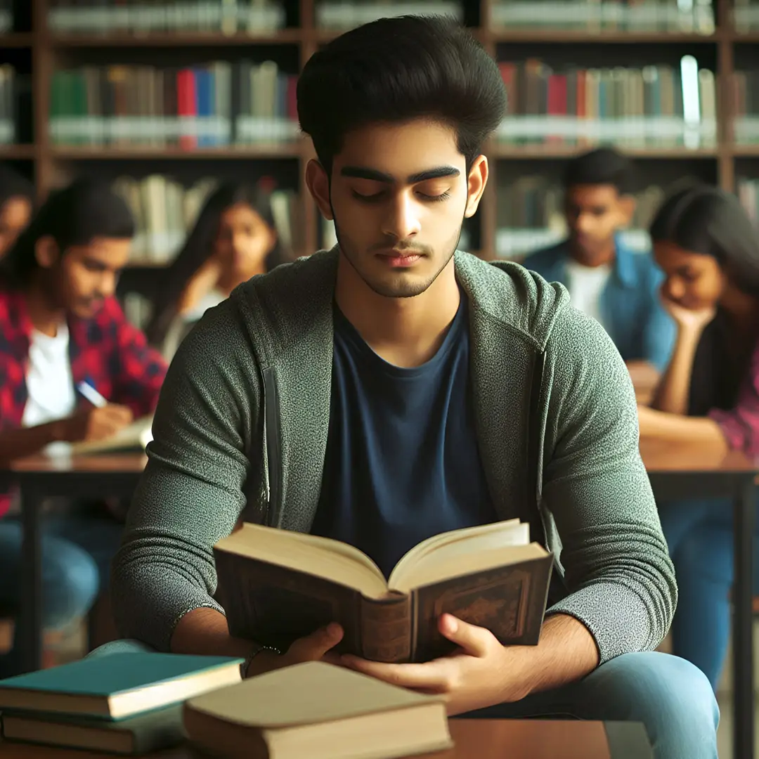 indian-student-sitting-in-a-library-reading-a-book