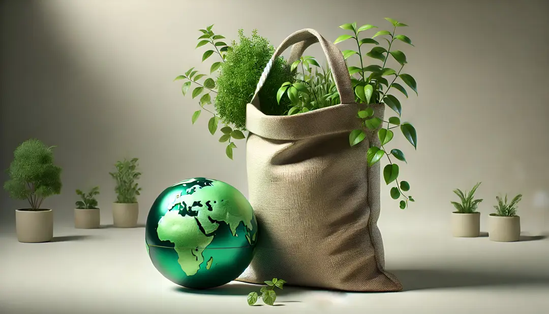 non-woven-bag-placed-alongside-a-green-globe