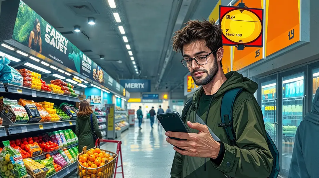 young-man-using-mobile-phone-in-supermarket