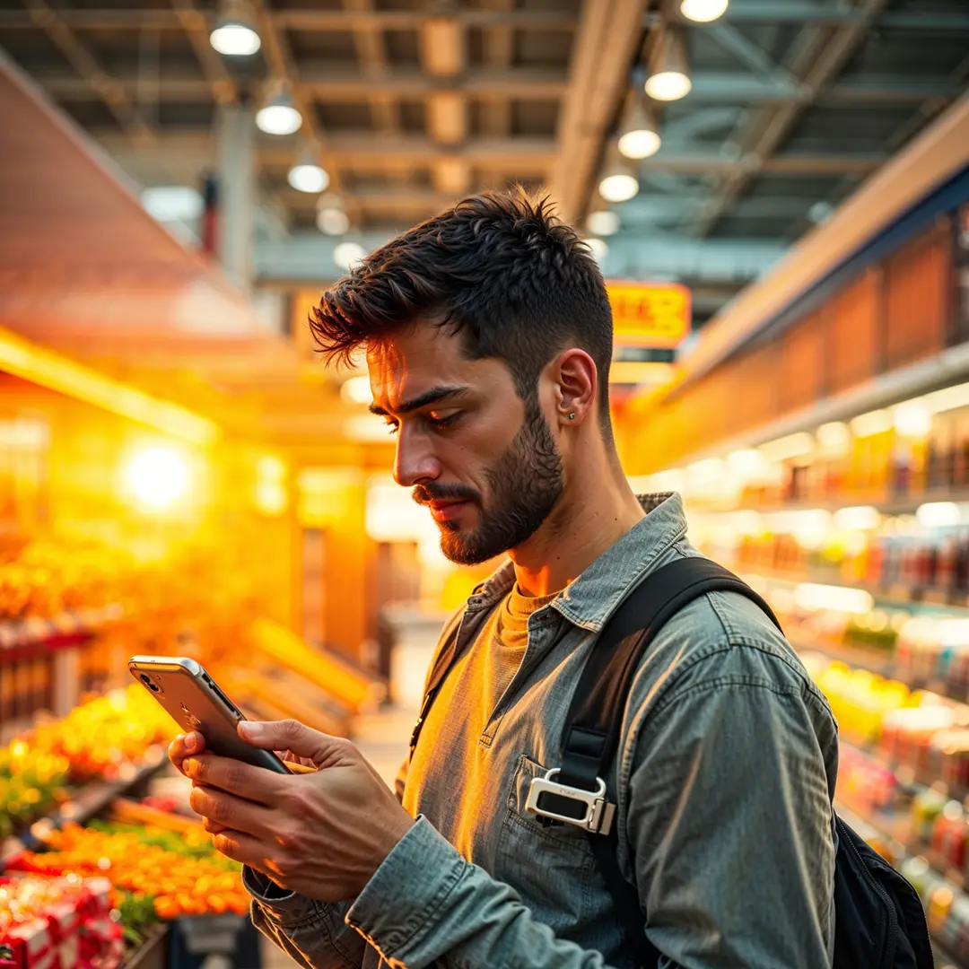 man-using-mobile-phone-in-a-supermarket