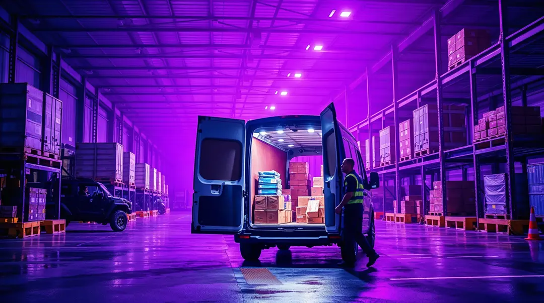 cargo-van-under-purple-lighting