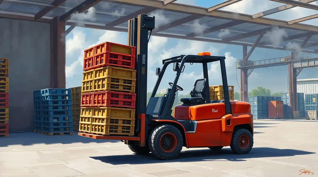 a-red-forklift-moves-crates