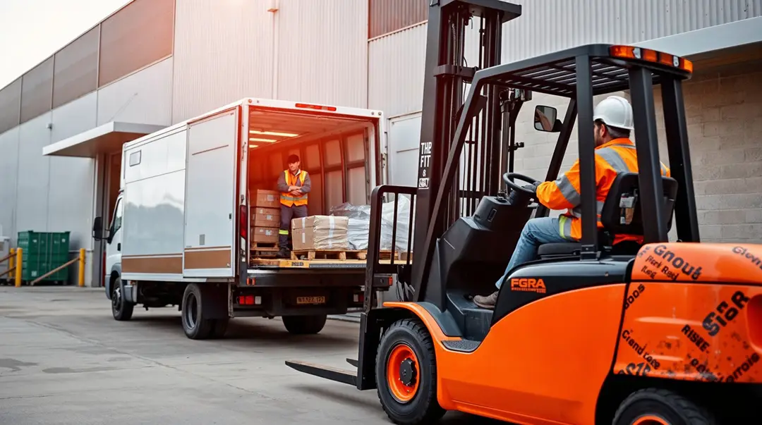 forklift-unloading-cargo-from-a-delivery-van