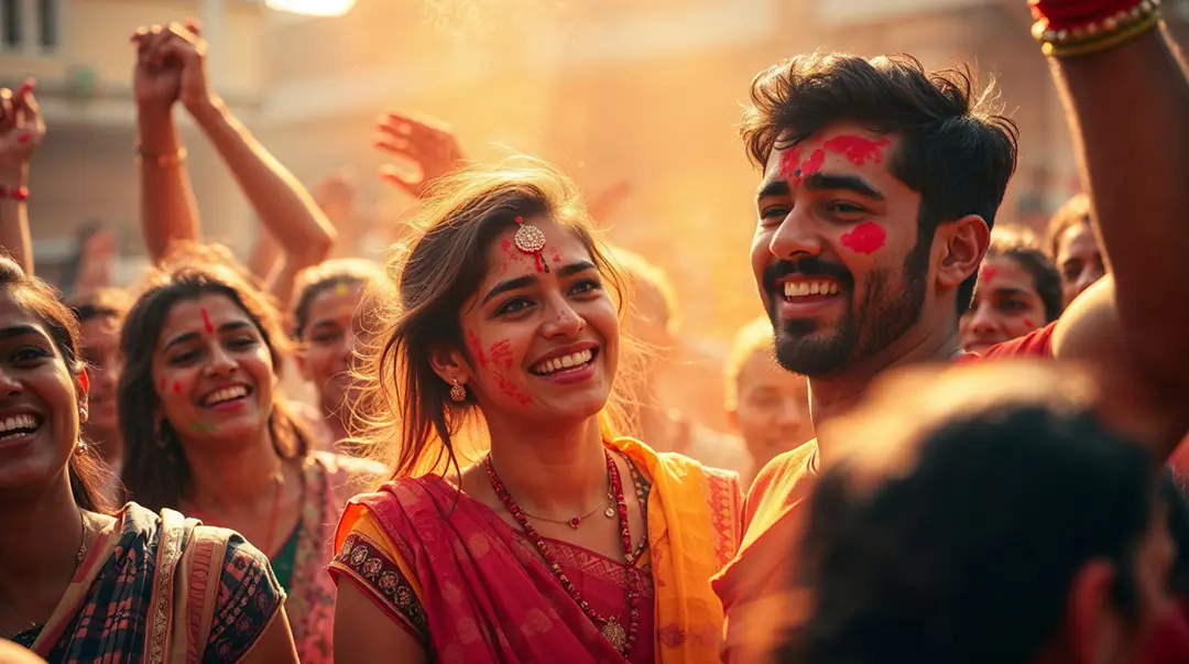 smiling-indian-couple-celebrates-holi