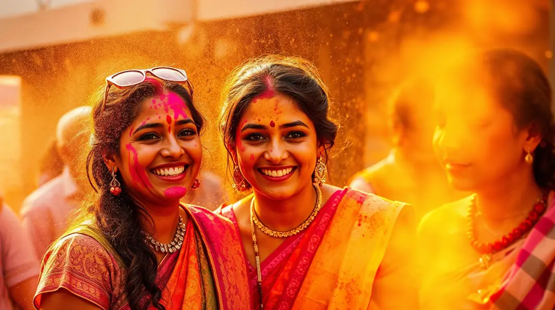 smiling-women-in-vibrant-sarees-celebrating-holi