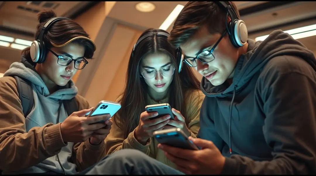 students-engrossed-in-smartphones