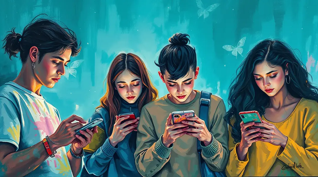 painting-of-young-people-on-smartphones