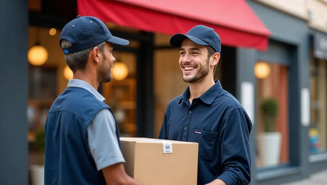 delivery-men-exchanging-a-parcel