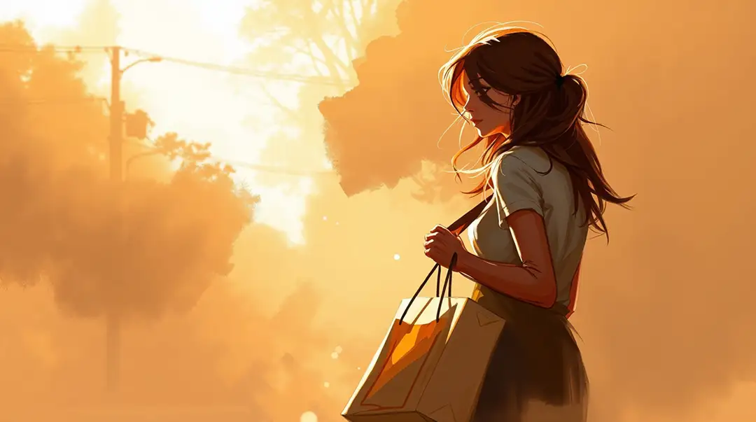 digital-art-of-a-girl-holding-a-shopping-bag