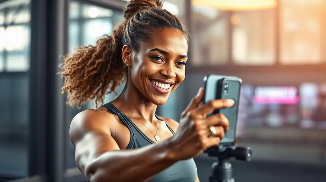 fit-woman-takes-selfie-in-a-gym