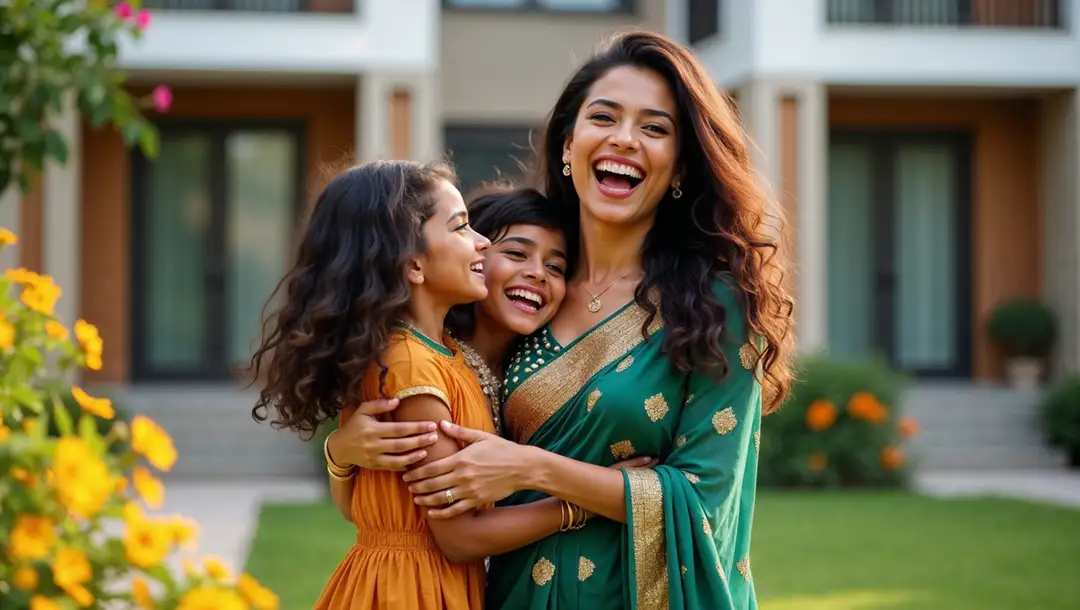 happy-indian-woman-in-a-green-saree