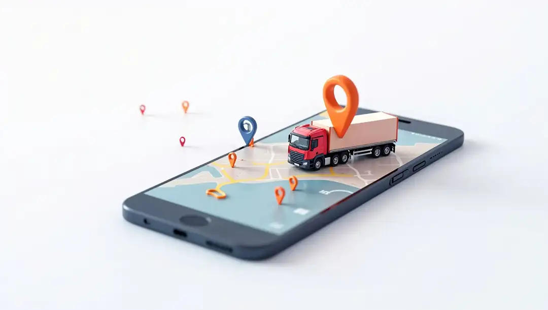 illustration-of-a-delivery-truck-on-a-phone