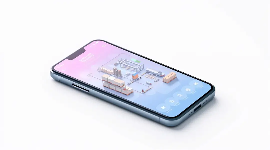 smartphone-showing-3d-logistics-dashboard