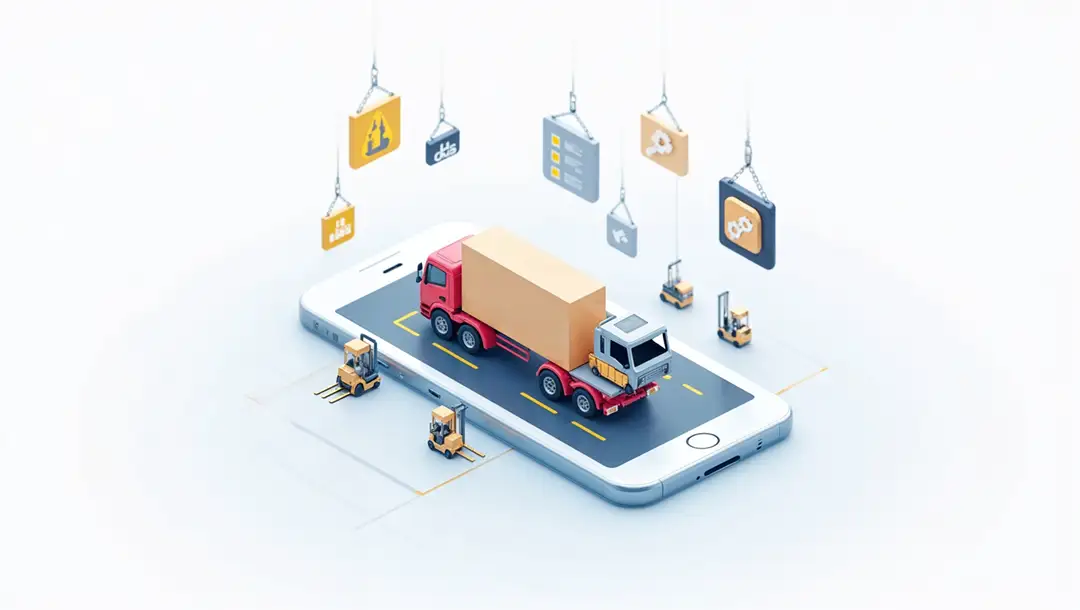 3d-cargo-truck-and-forklifts-on-phone-screen