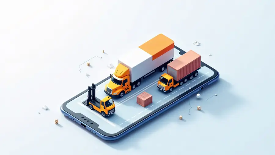 3d-mobile-screen-with-trucks