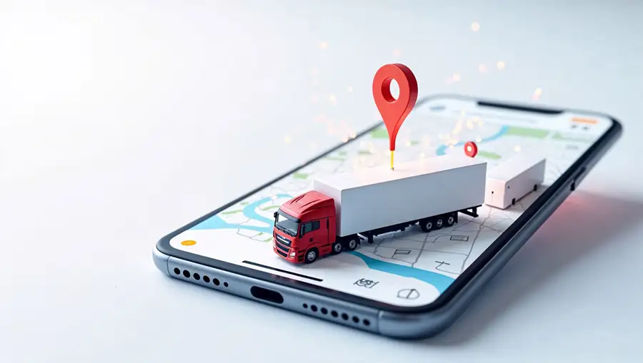 3d-red-truck-on-smartphone