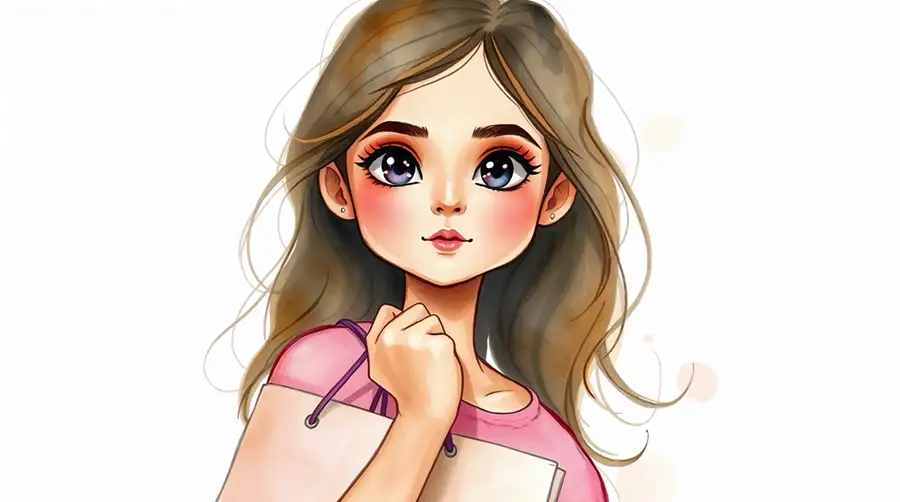 adorable-anime-girl-with-shopping-bag