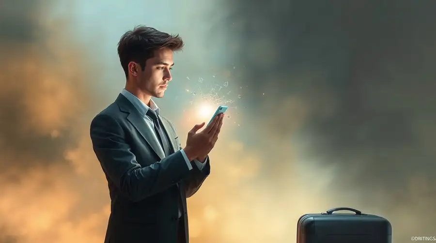 businessman-with-suitcase-using-phone