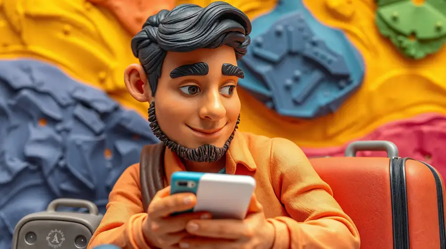 cartoon-male-traveler-using-smartphone