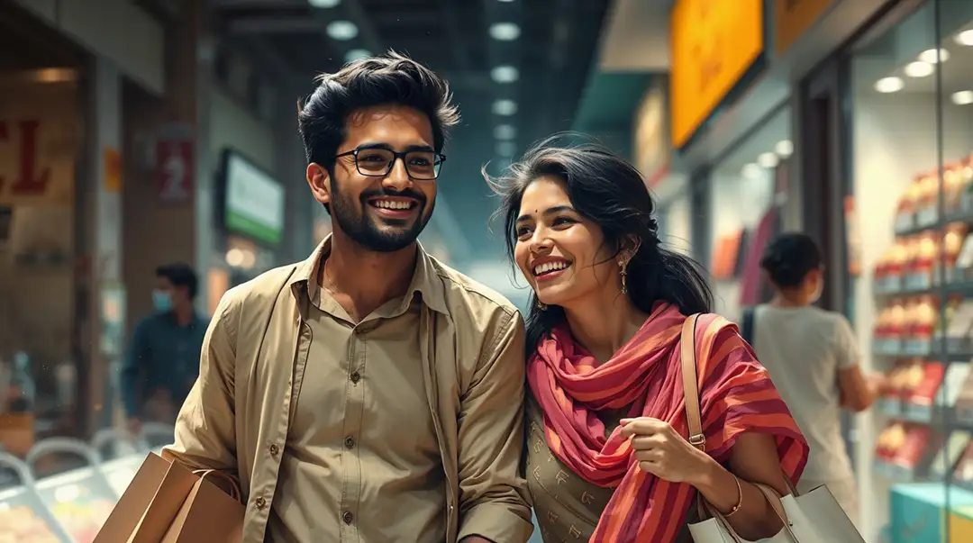 cheerful-indian-couple-shopping