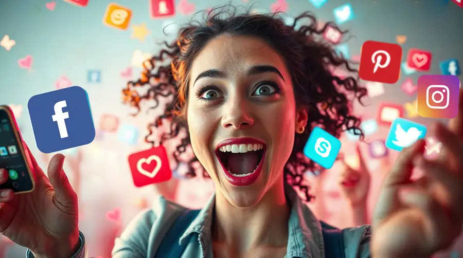 excited-young-woman-surrounded-by-social-icons