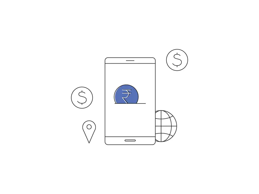 flat-icon-of-smartphone-with-rupee-and-dollar