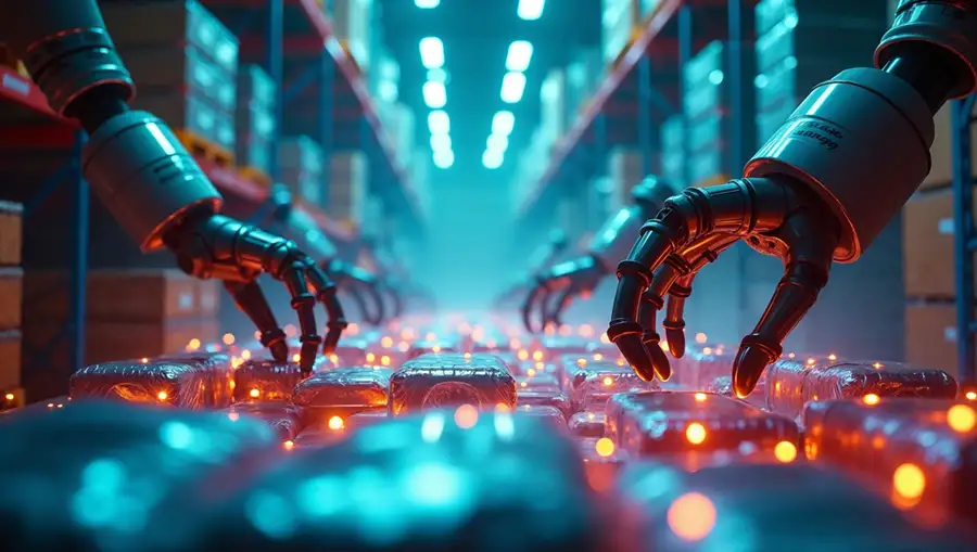 futuristic-robotic-arms-sorting-packages