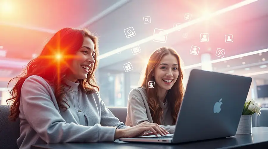 happy-young-women-working-on-a-laptop