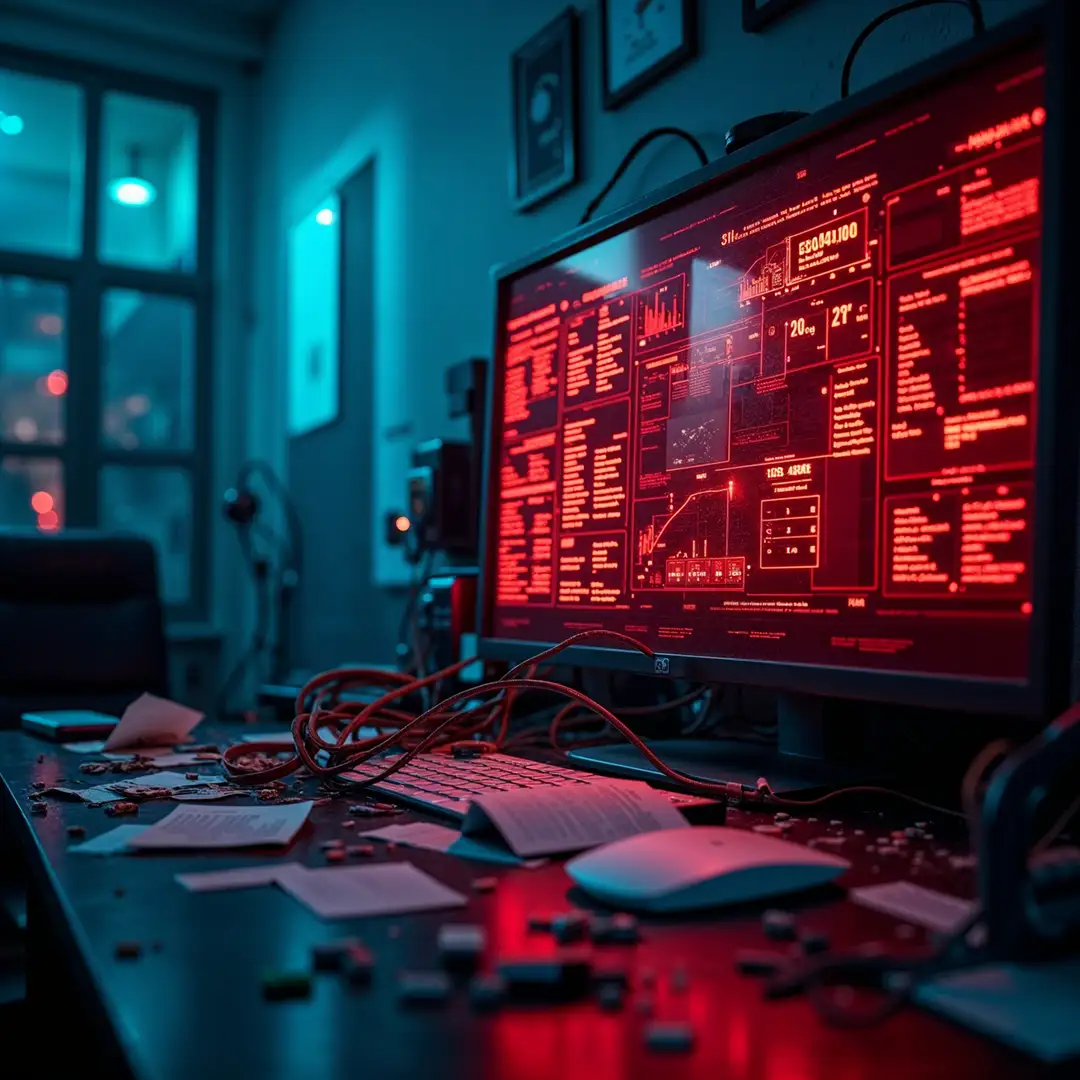 red-lit-monitor-with-hacking-code