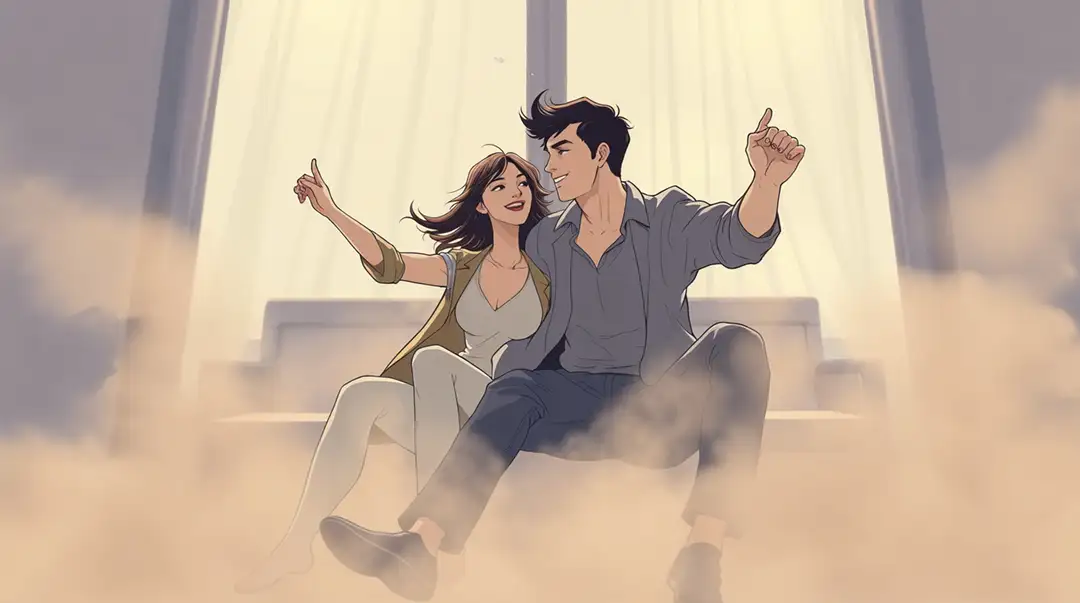 romantic-cartoon-couple-sitting-on-stairs