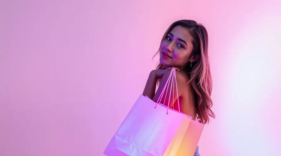 trendy-woman-with-pink-shopping-bags
