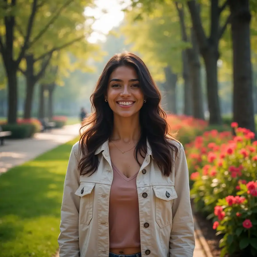smiling-young-woman-in-a-park