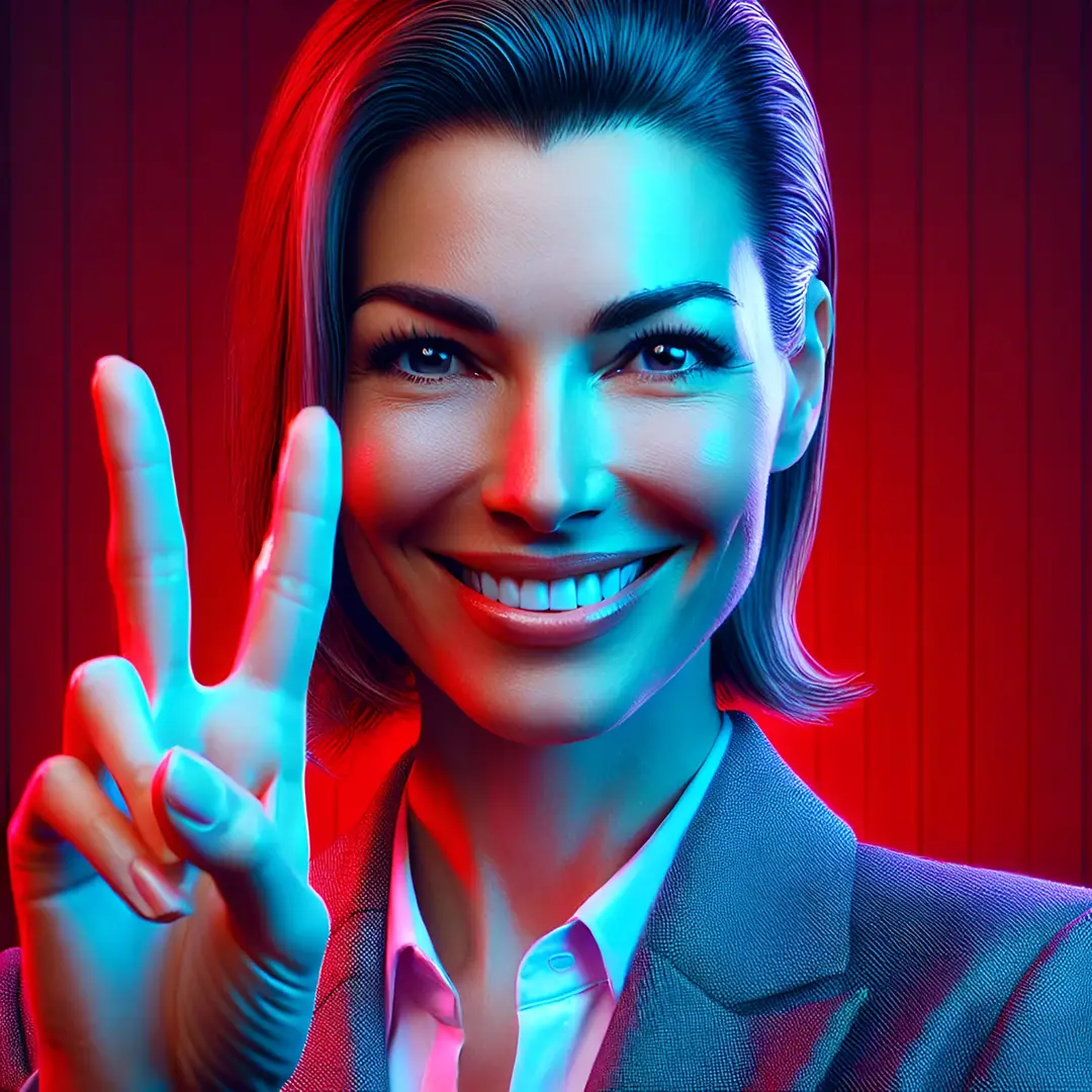 neon-portrait-of-a-smiling-businesswoman