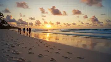 sunset-on-a-tropical-beach-with-women