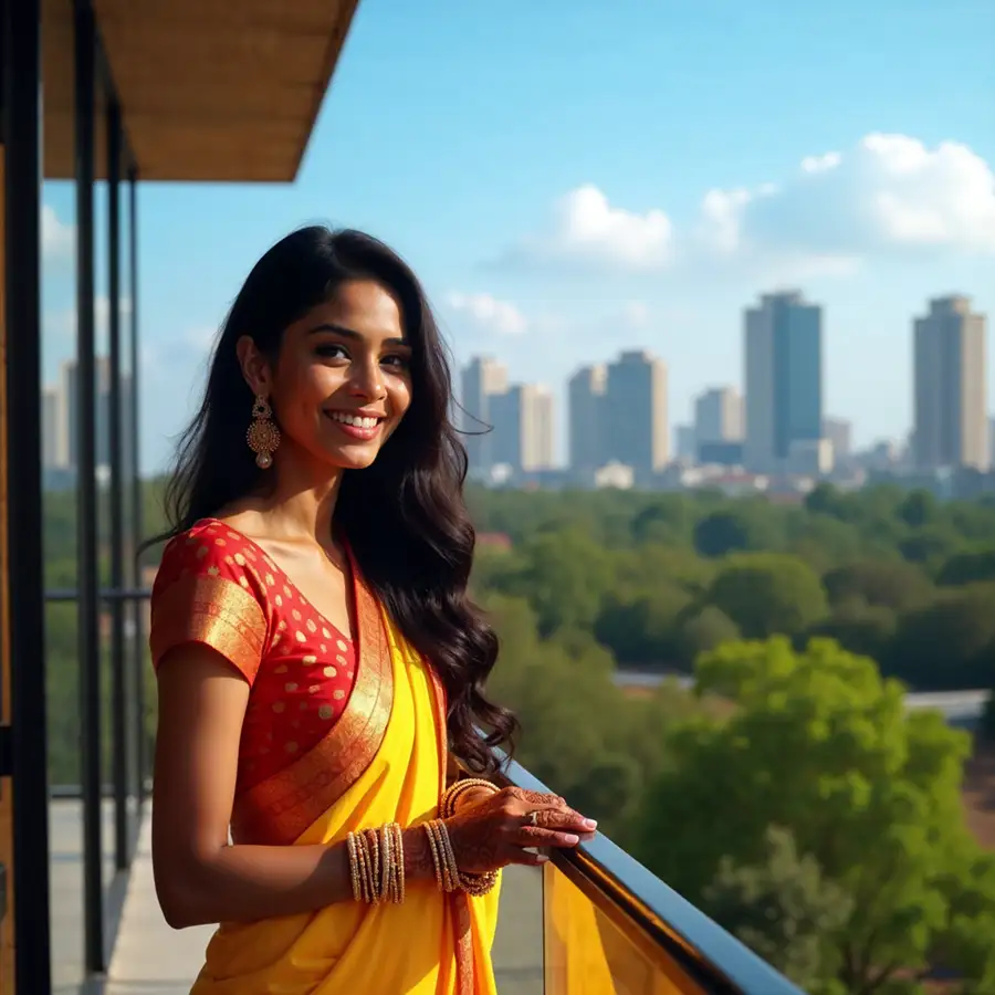 elegant-indian-woman-in-yellow-saree