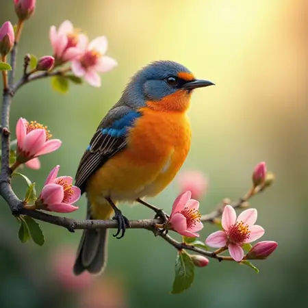bird-with-orange-blue-plumage