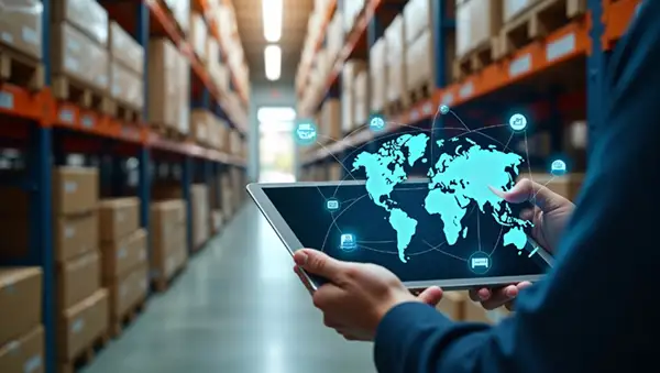 tablet-displays-a-global-logistics-map