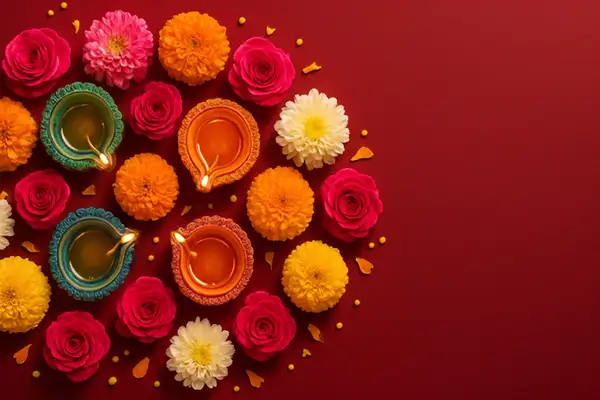 colorful-diwali-diyas-and-flowers