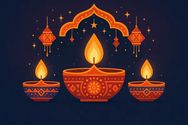 diwali-graphics-with-glowing-diyas