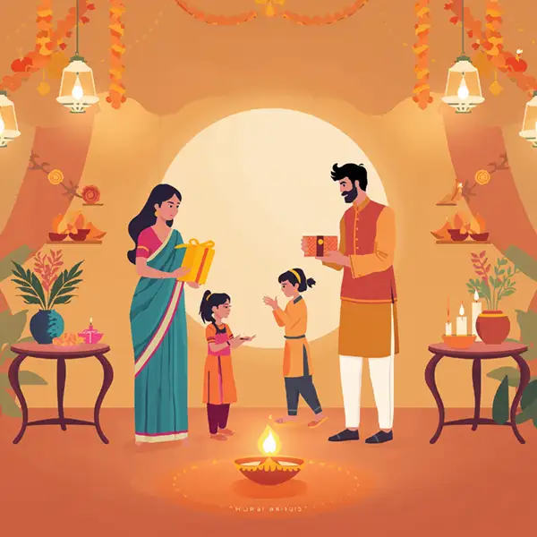 diwali-with-lights-diyas-and-gifts