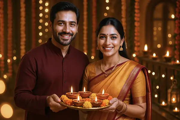smiling-indian-couple-celebrating-diwali