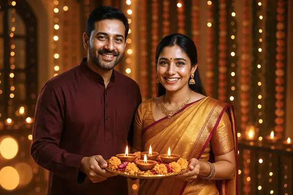 couple-celebrating-diwali-with-diyas