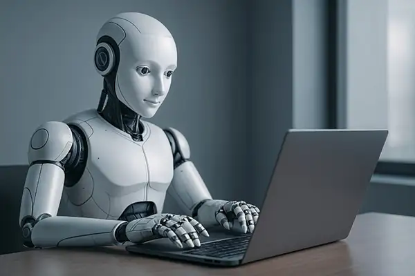 ai-robot-using-a-laptop-in-office