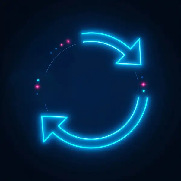 glowing-neon-blue-circular-arrows