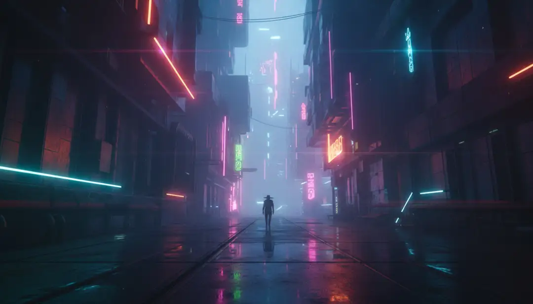 Cyberpunk Alley (clean premium, not cluttered)